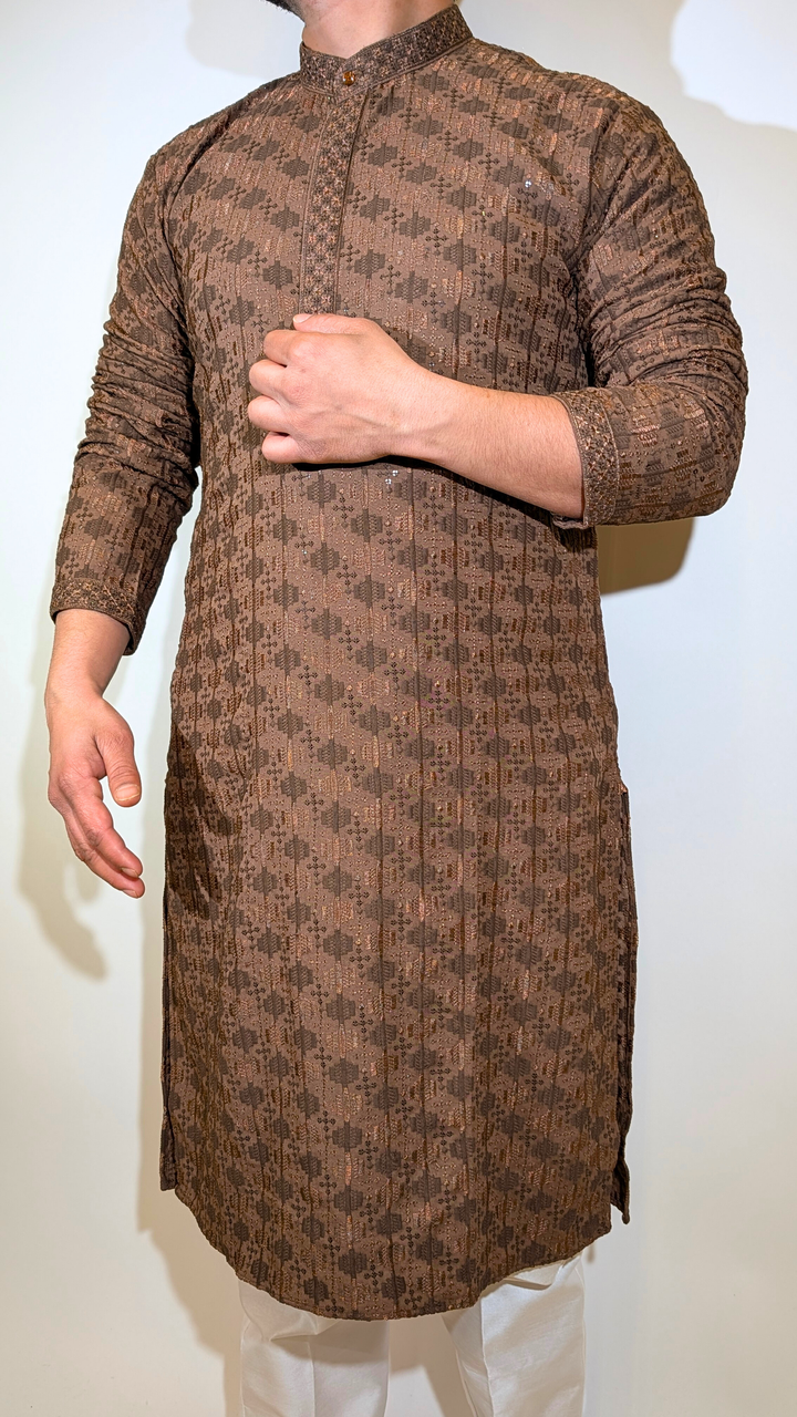 Brown Sequence Kurta