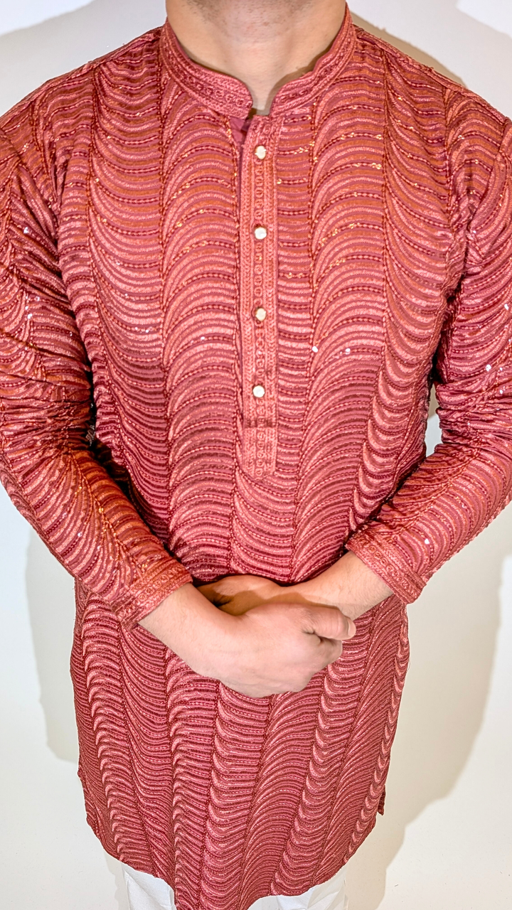 Coral Pink Sequence Kurta