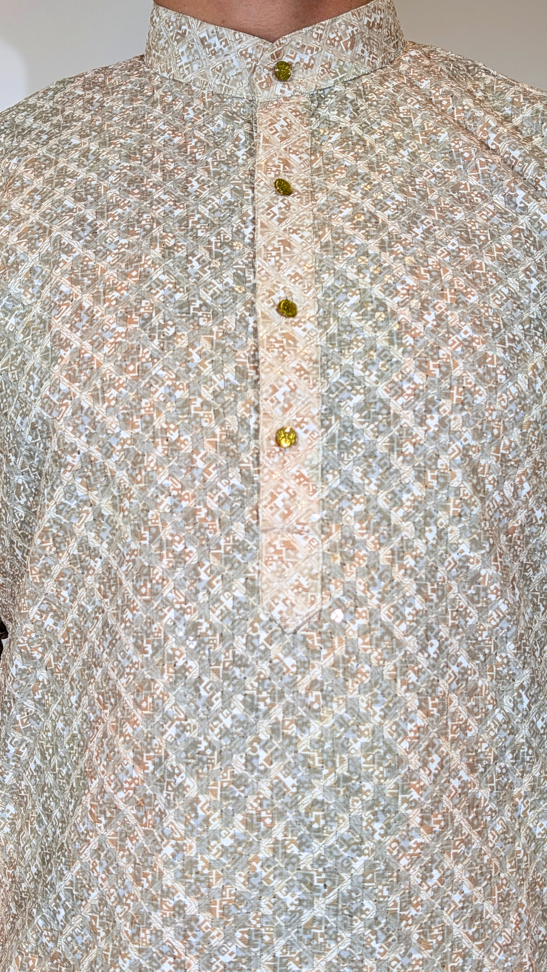 Green Beige Sequence Kurta