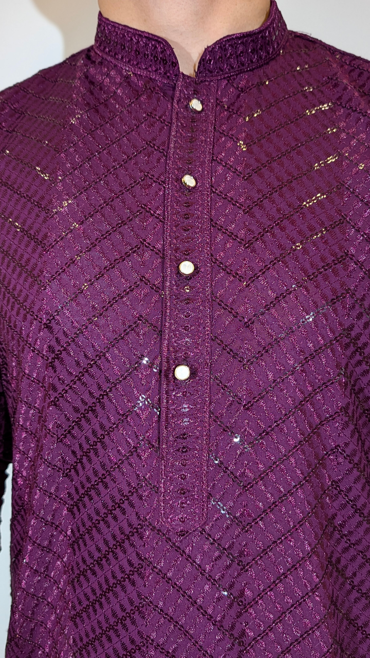 Dark Purple Sequence Kurta