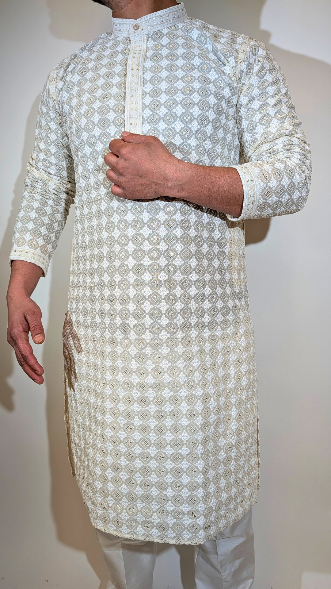 Cream Sequences Kurta