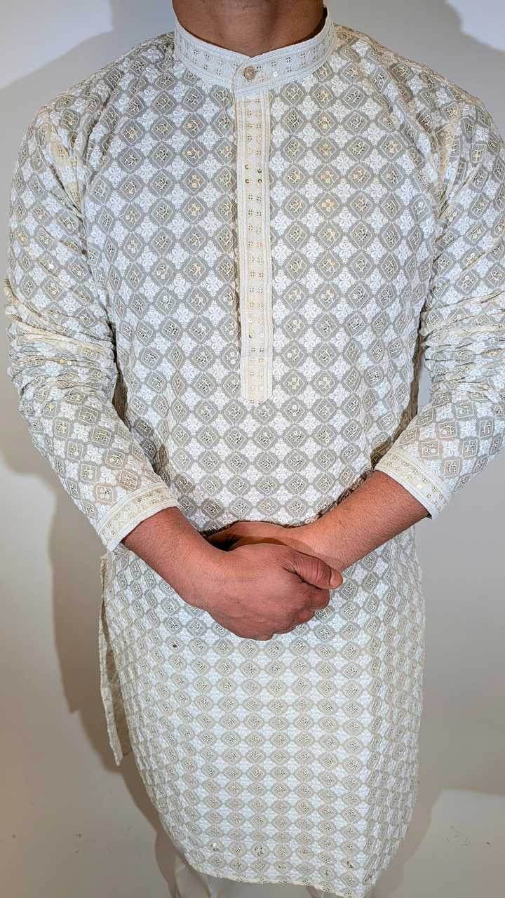 Cream Sequences Kurta