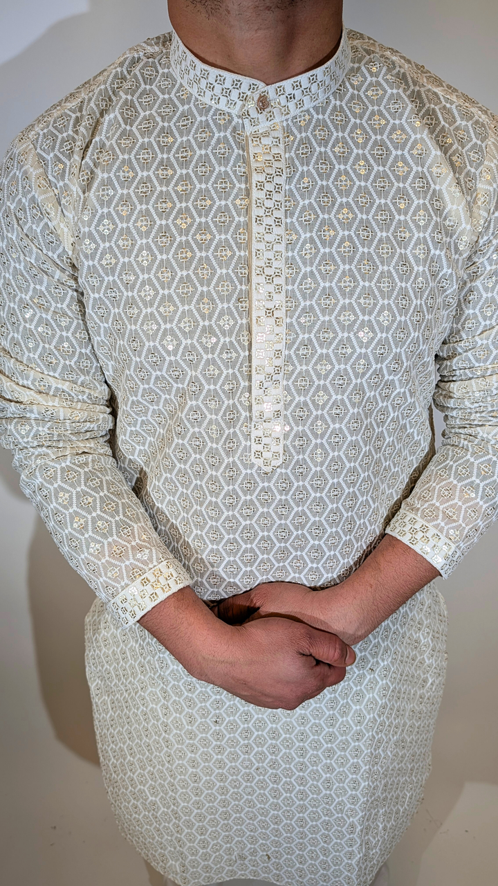 Cream Sequin Kurta