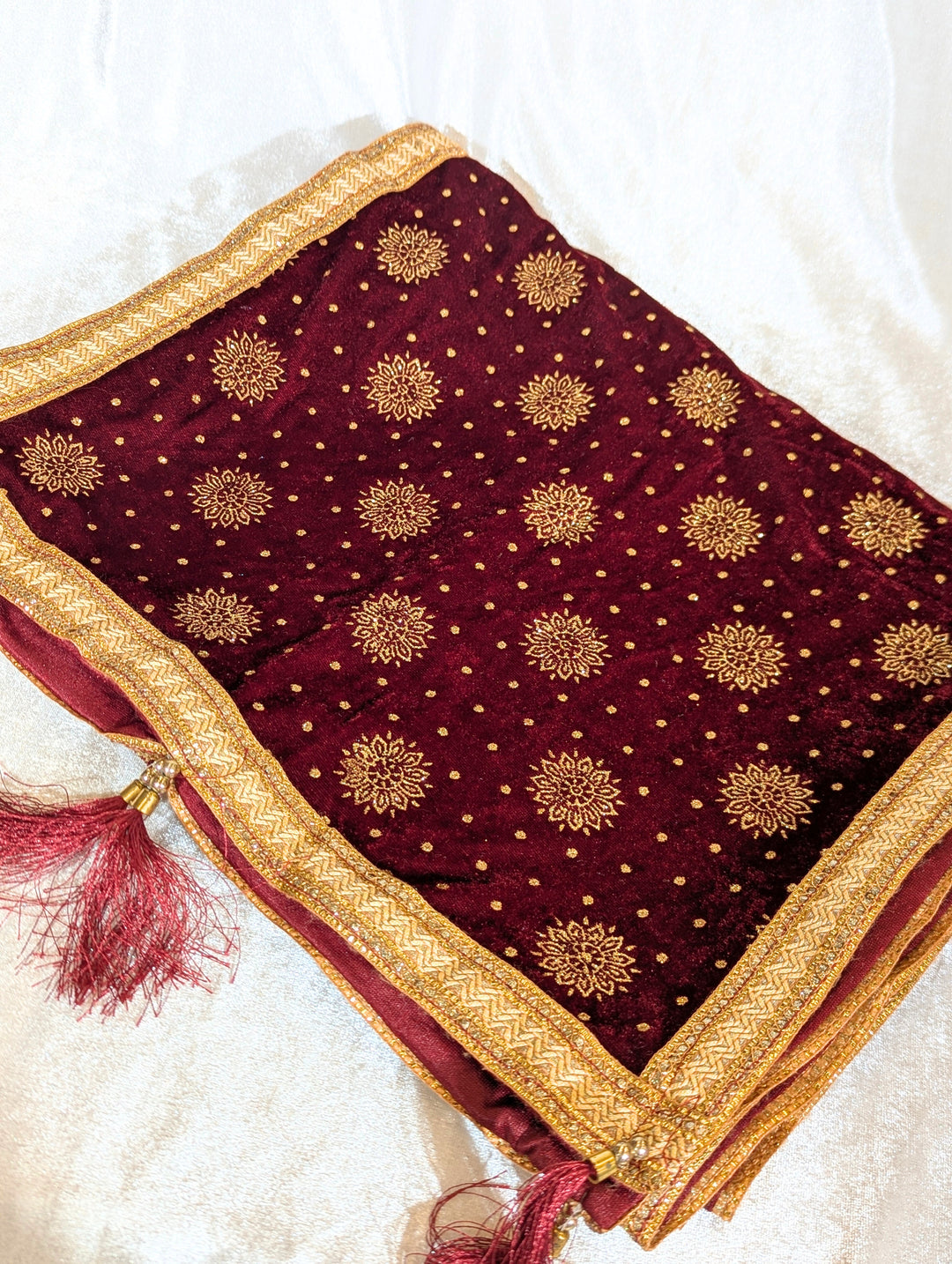 Maroon and Gold Pagdi and Shawl Set