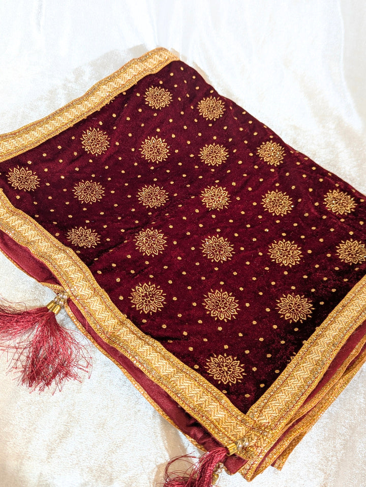 Maroon and Gold Pagdi and Shawl Set
