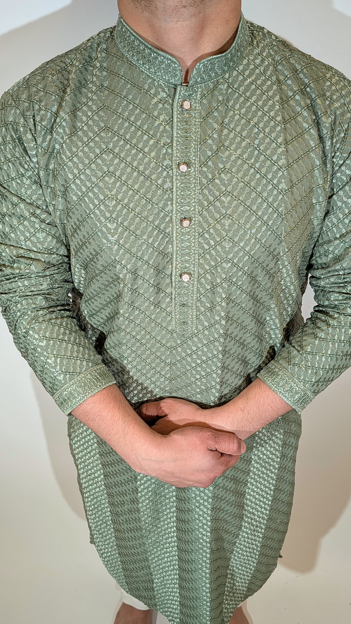 Light Olive Sequence Kurta