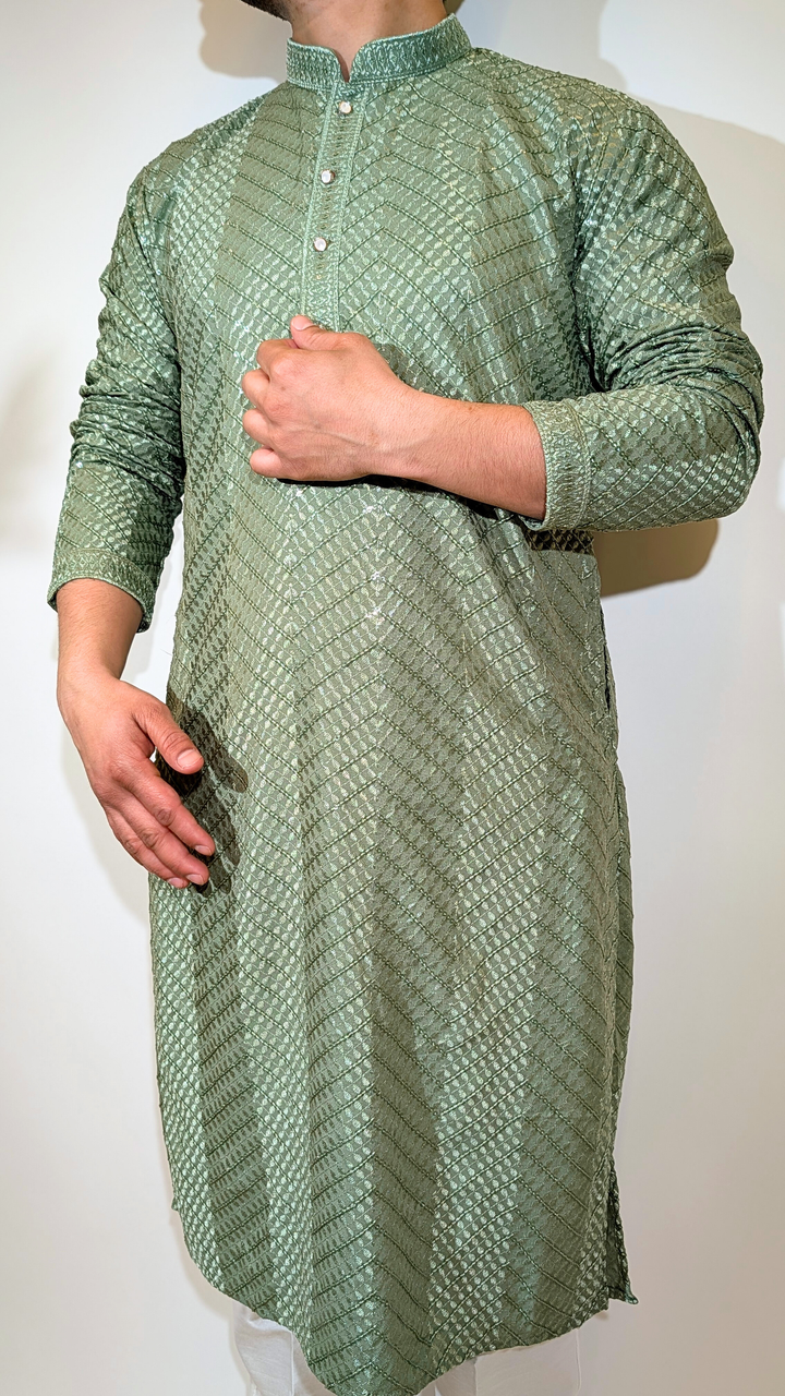 Light Olive Sequence Kurta