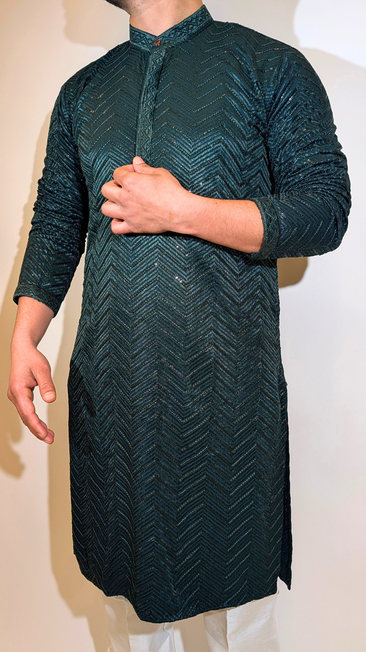 Green Sequence Kurta
