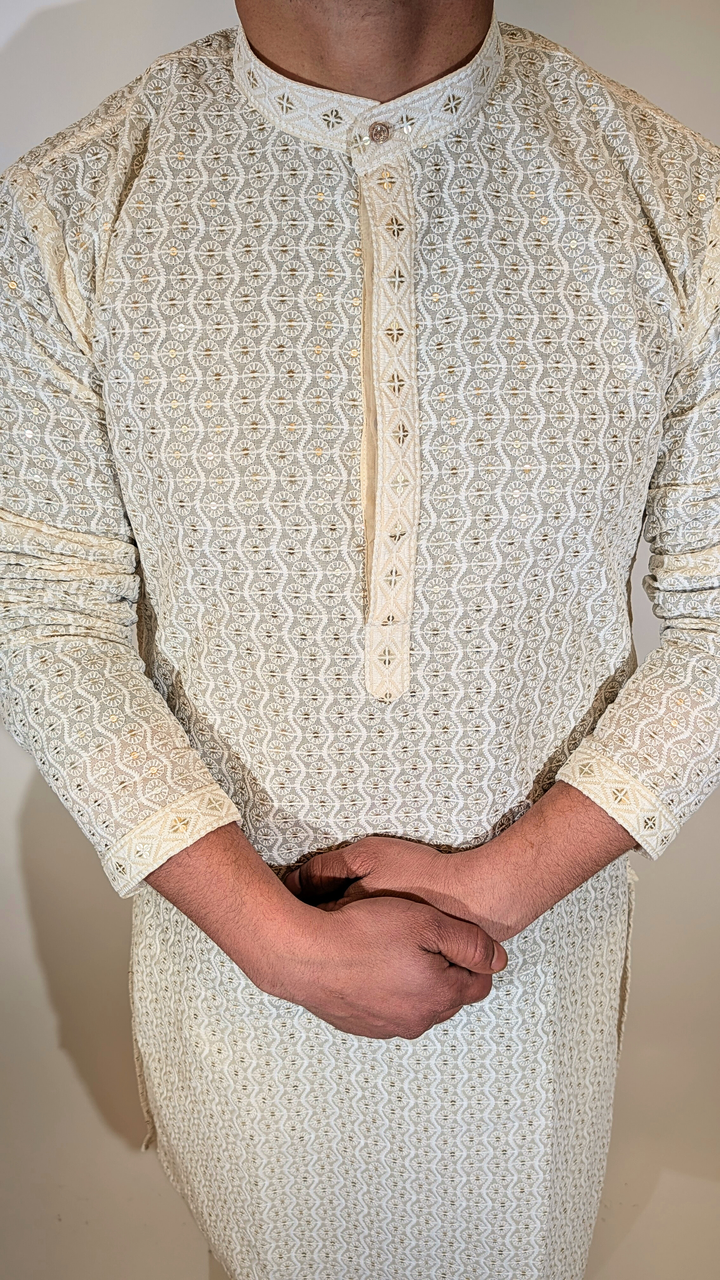 Cream Sequence Kurta