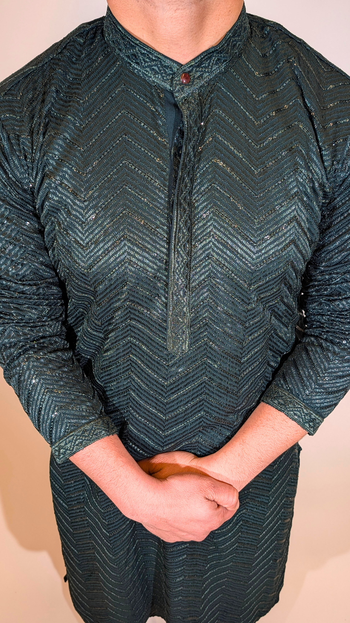 Green Sequence Kurta