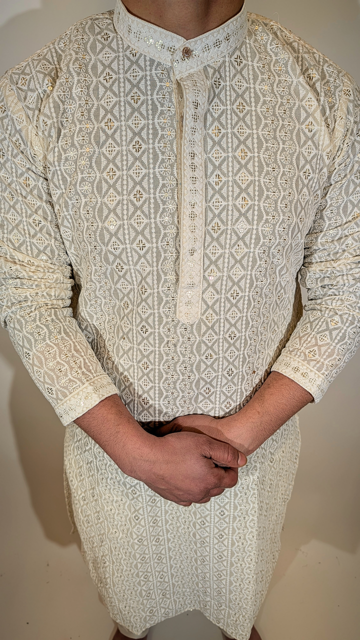 Cream Sequence Kurta