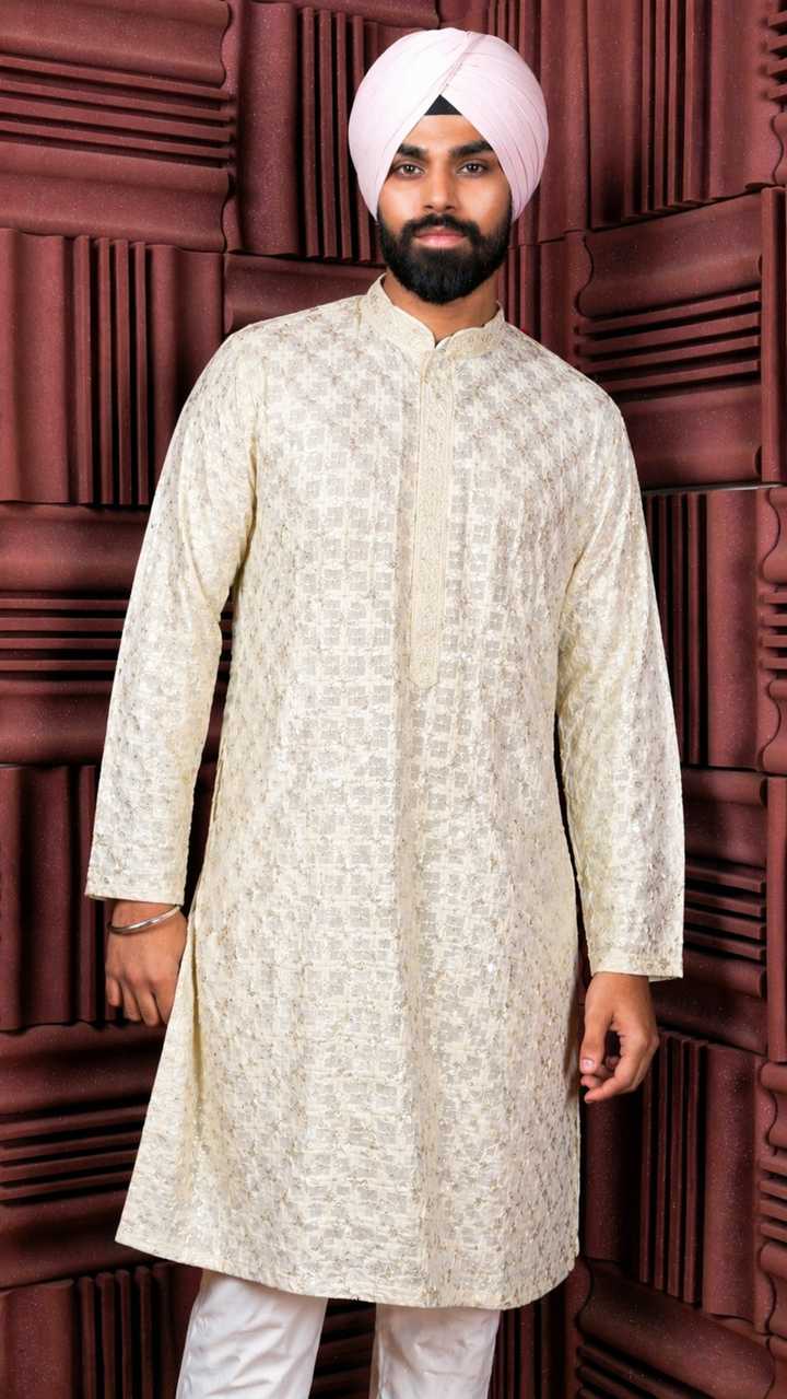 Cream Sequence Kurta