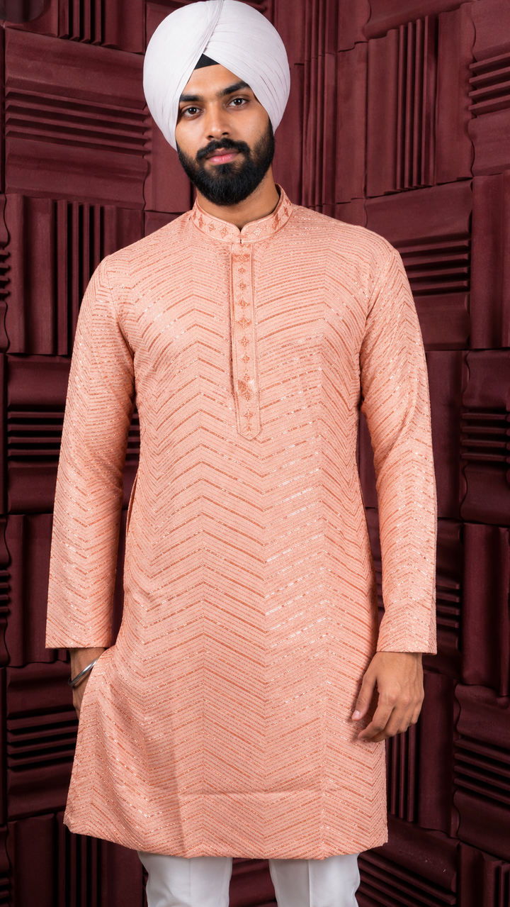 Peach Sequence Kurta
