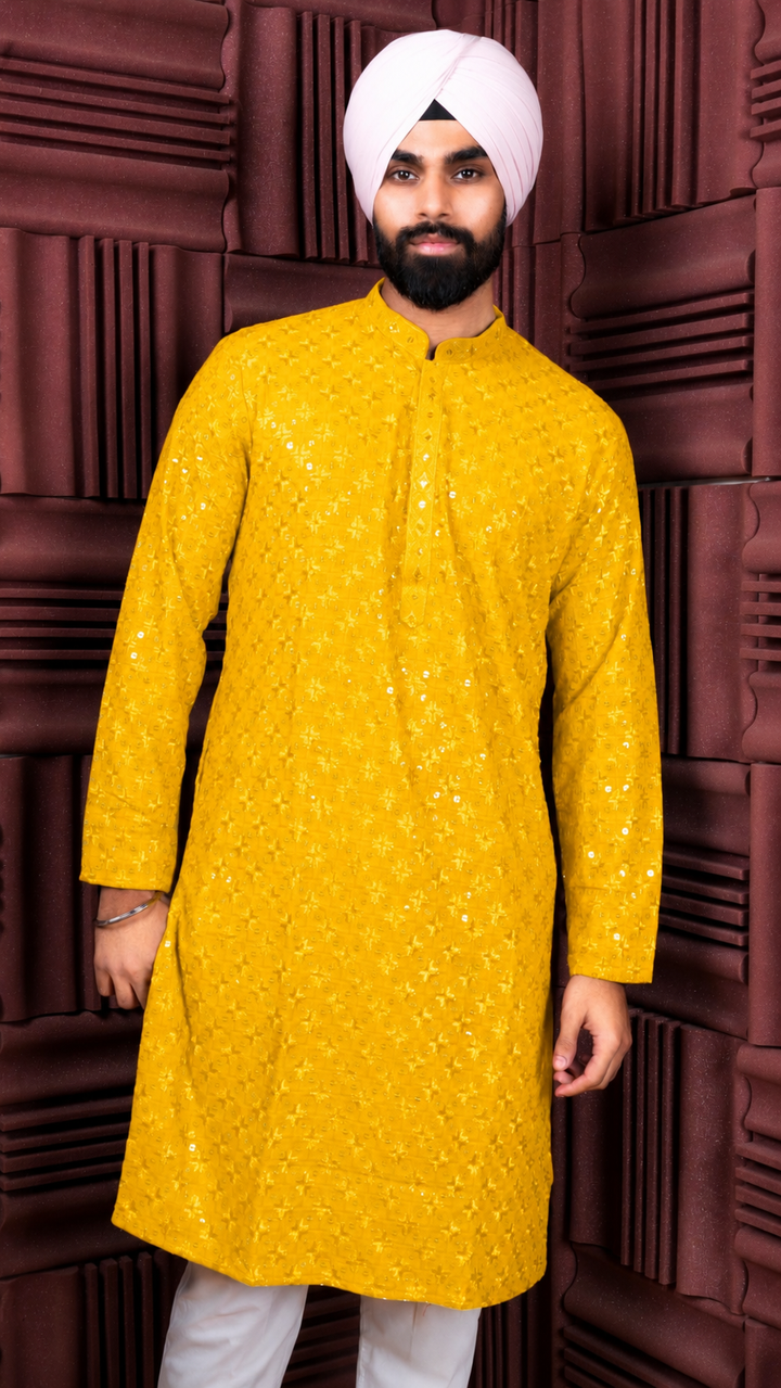 Yellow Sequence Kurta