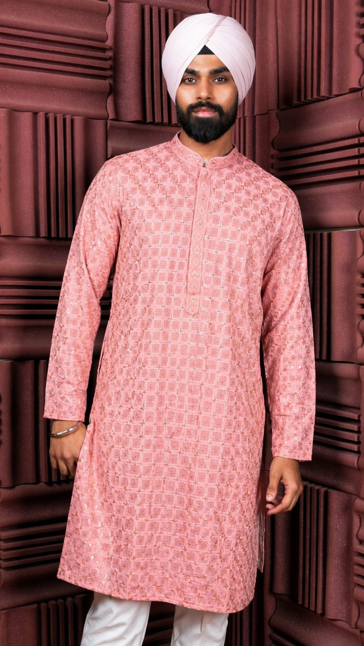 Peach Sequence Kurta