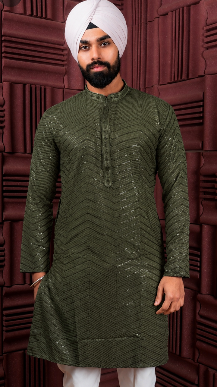 Green Sequence Kurta