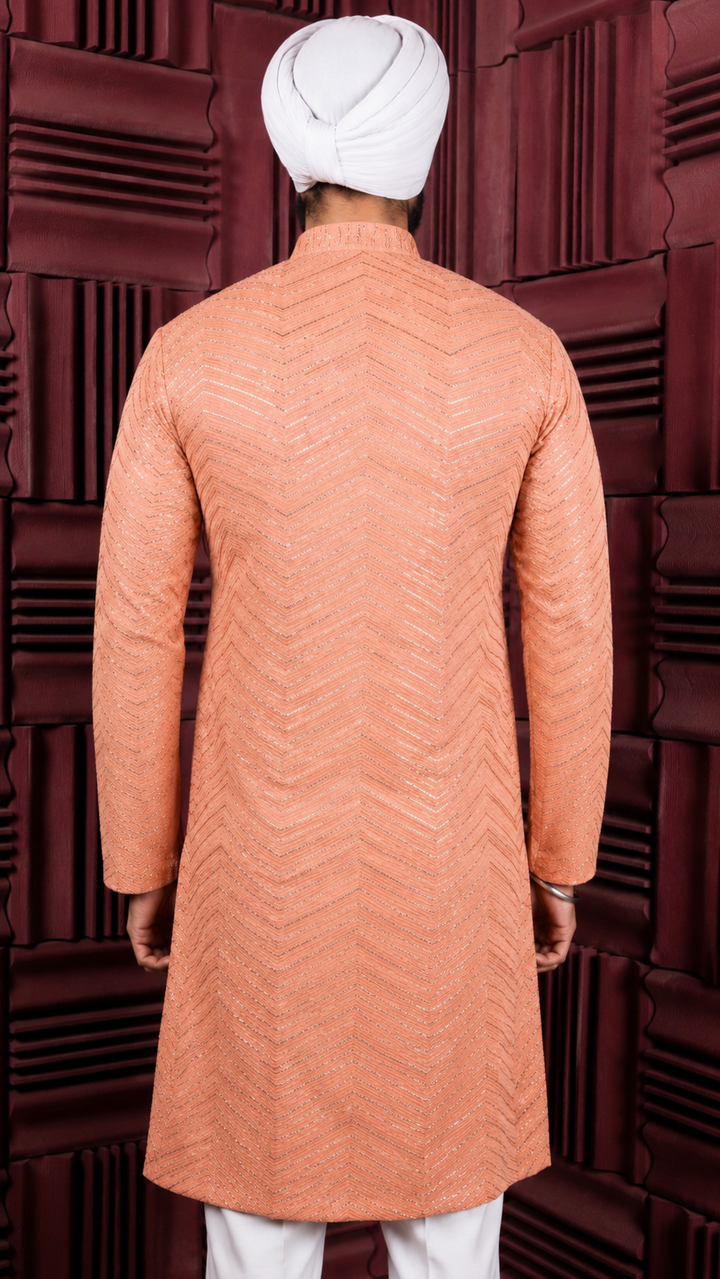 Peach Sequence Kurta