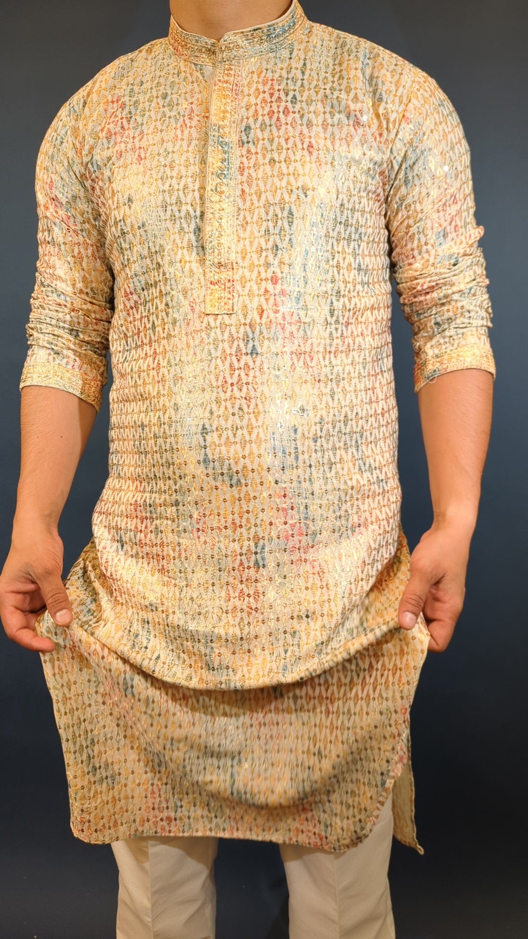 Multi Green Chikan Kurta