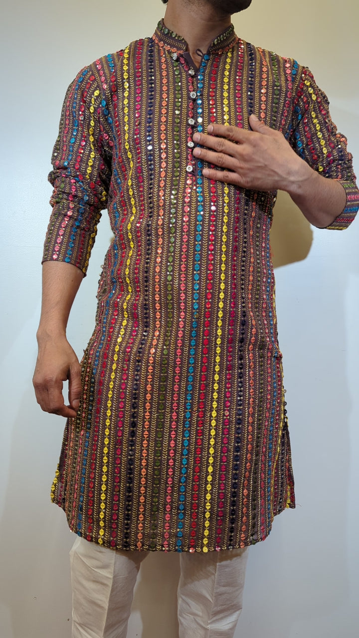 Brown With Multicolor Kurta