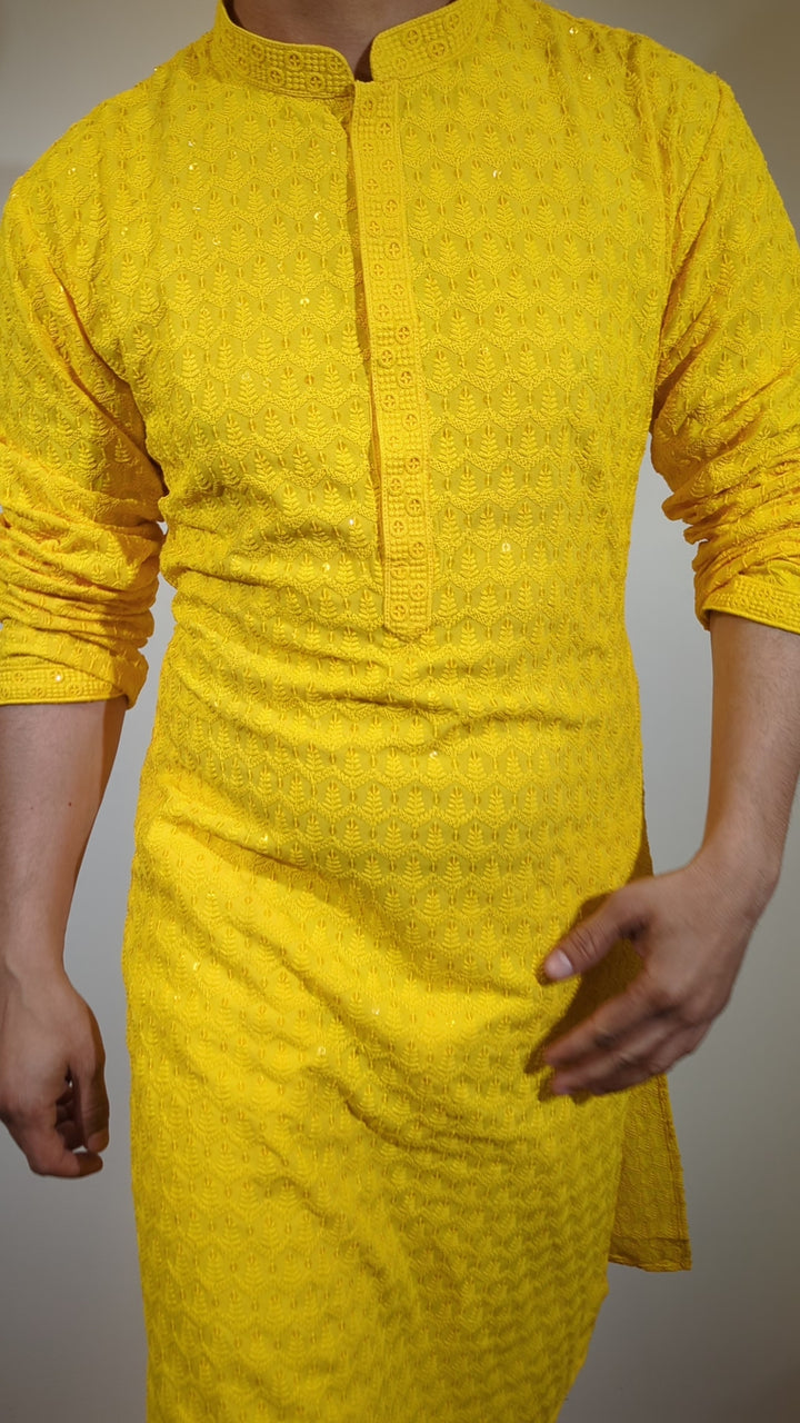 Yellow Chikan Kurta