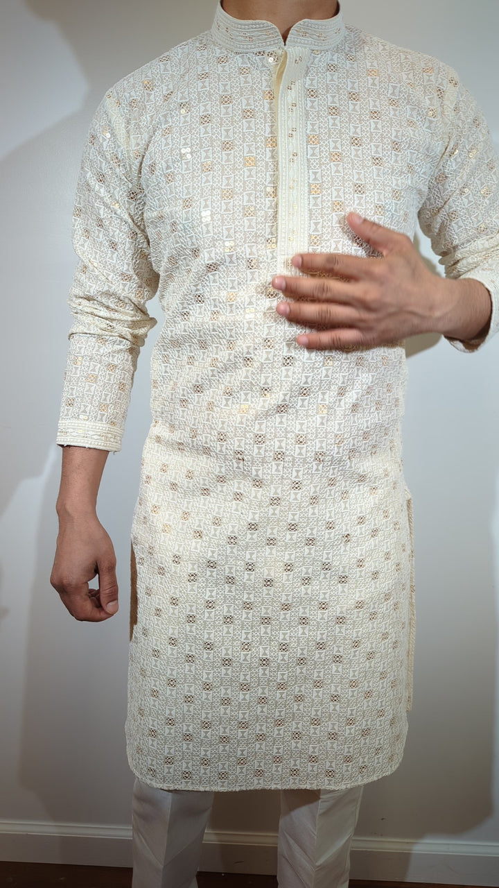 Cream Chikankari Kurta