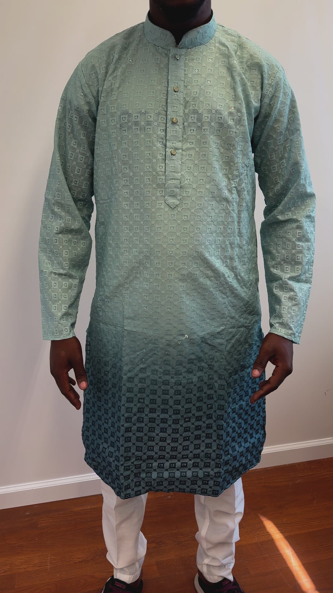 Seafoam Chikan Kurta