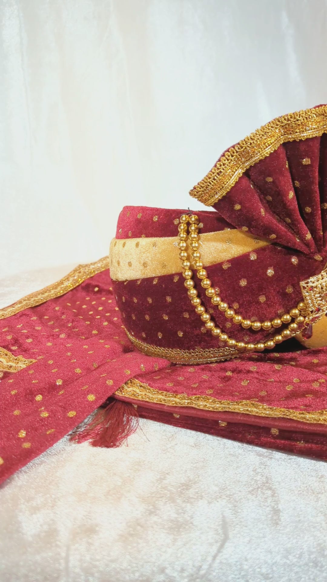 Gold And Maroon Pagdi and Shawl Set