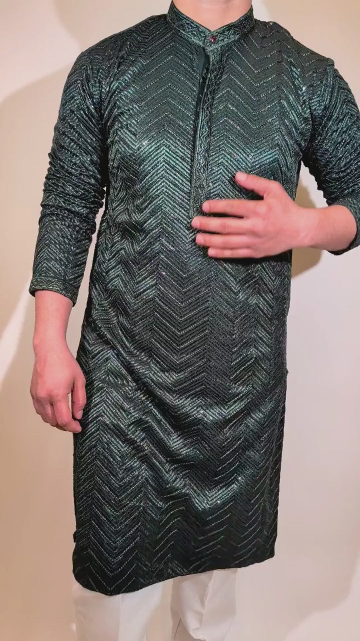 Green Sequence Kurta