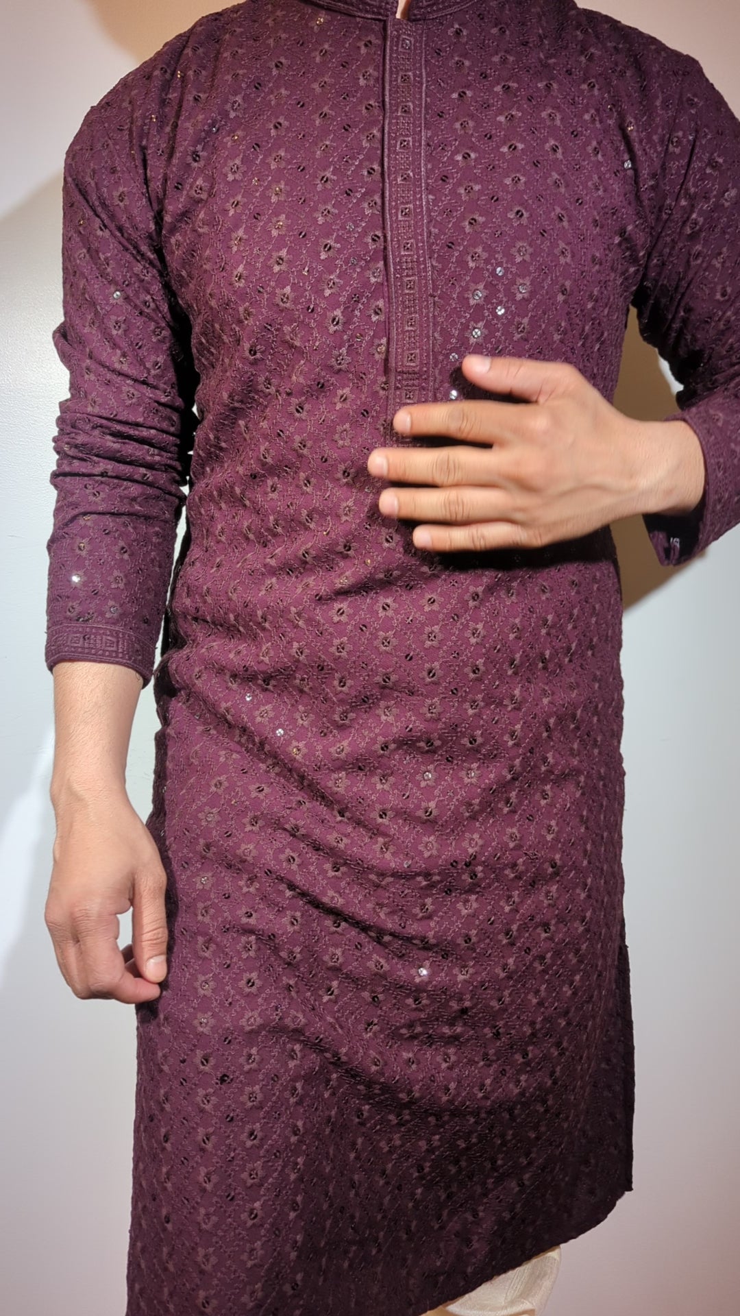 Dark Purple Chikan Kurta