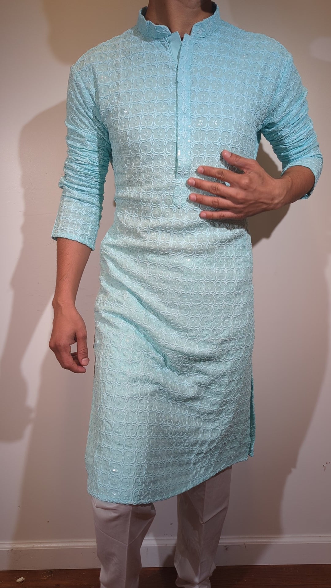 Light Blue Chikan Kurta