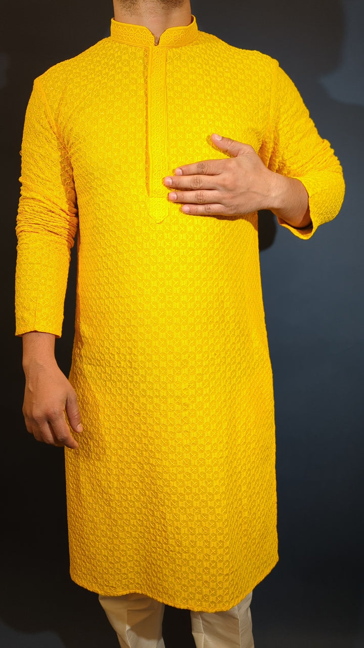 Yellow Chikankari Kurta