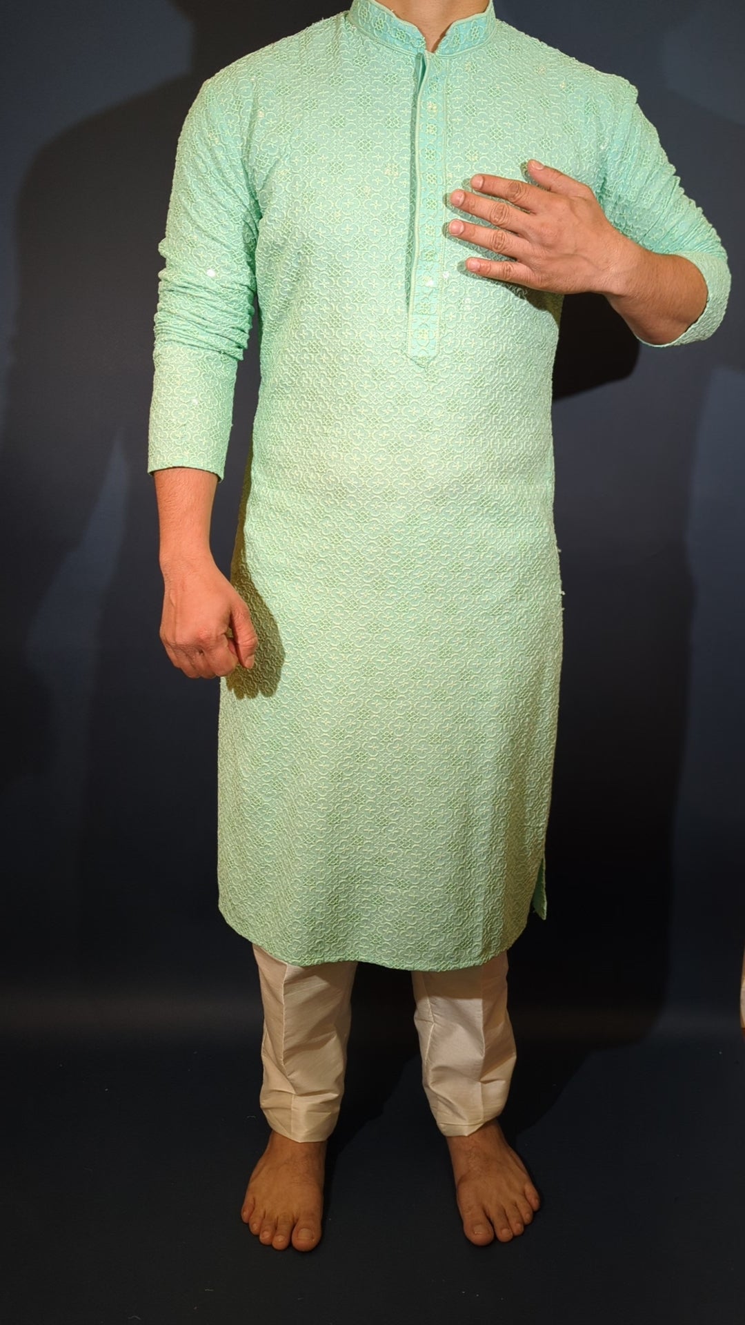 Light Aqua Sequins Kurta