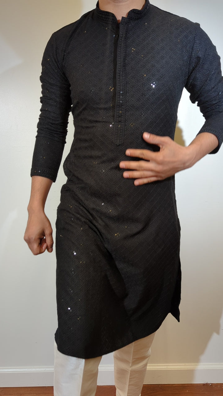 Black Chikankari Kurta