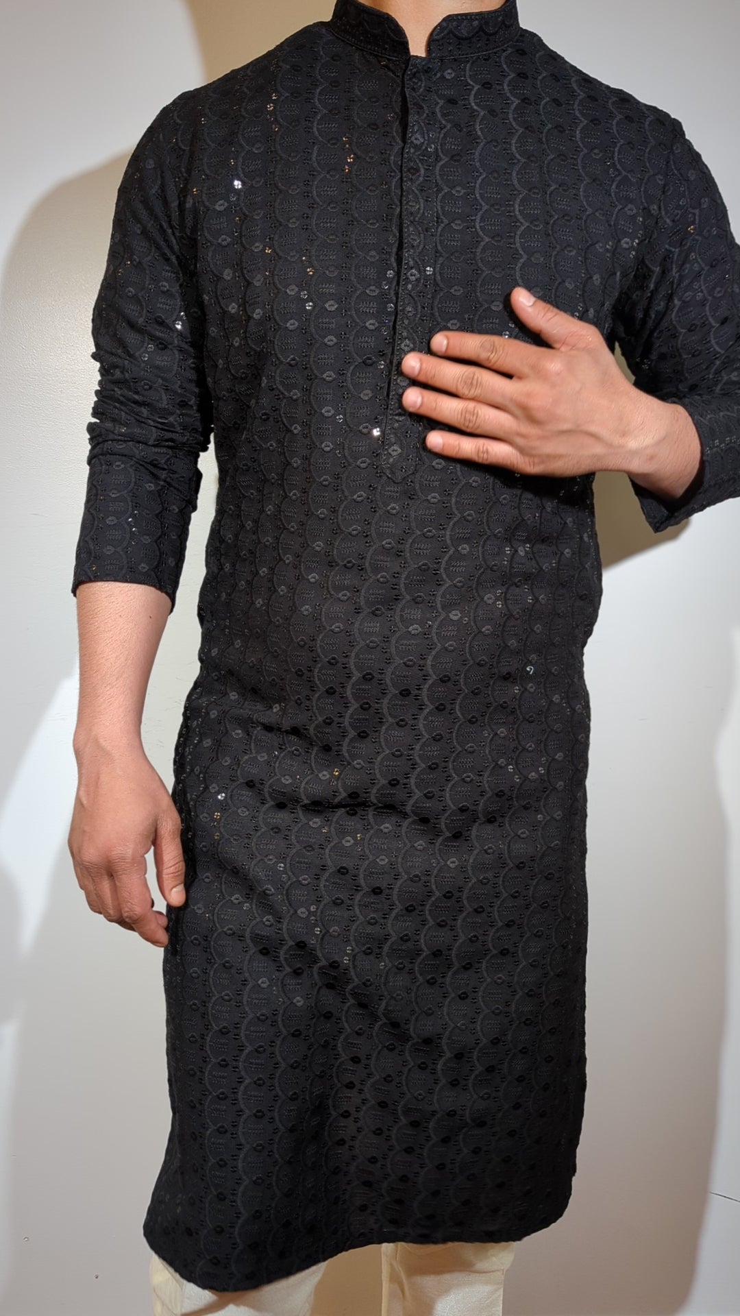 Black Kurta Curves Pattern
