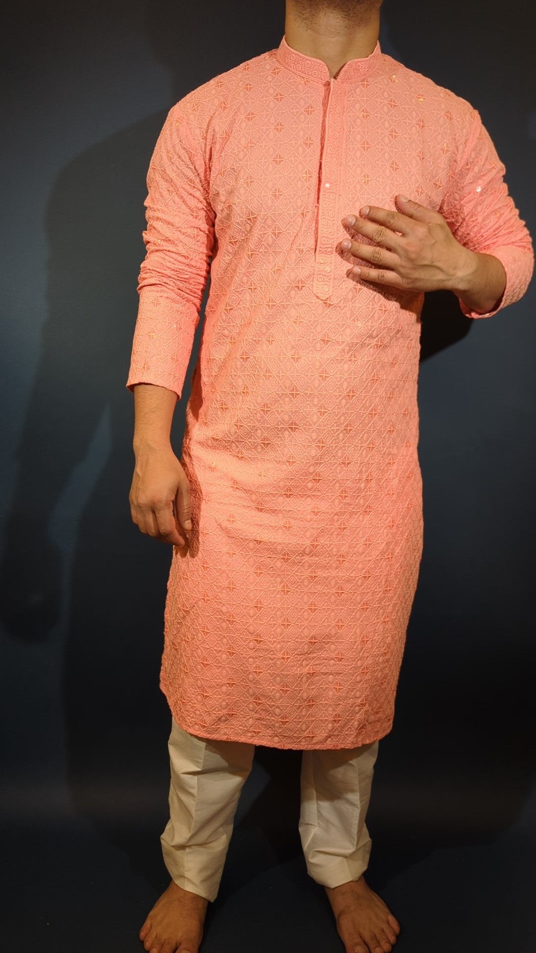 Light Peach Sequin Kurta