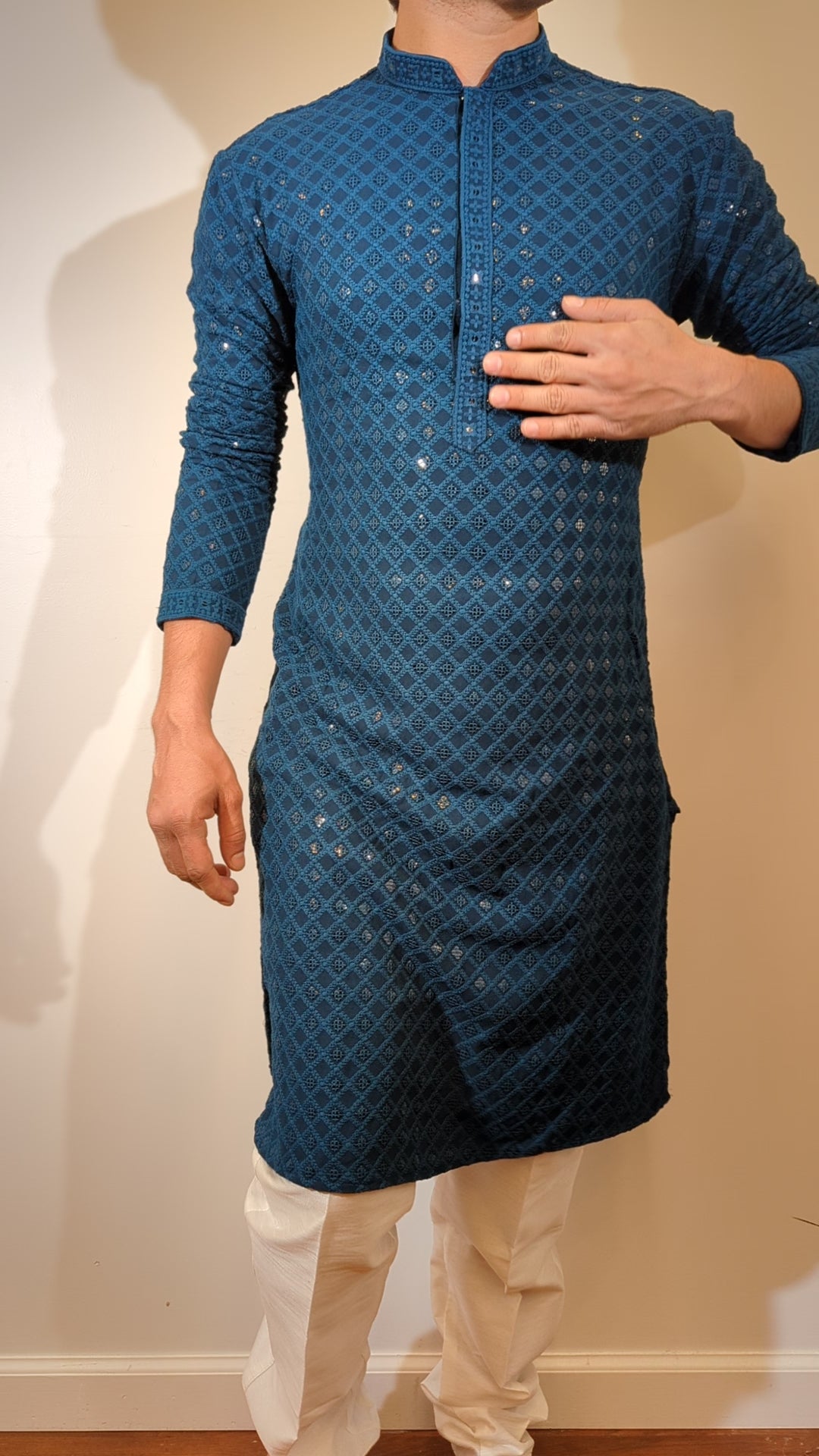 Dark Blue Chikan Kurta