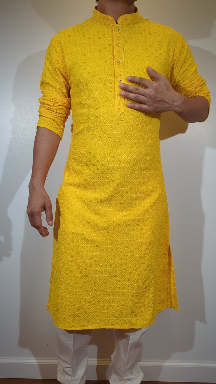 Yellow Chikan Kurta