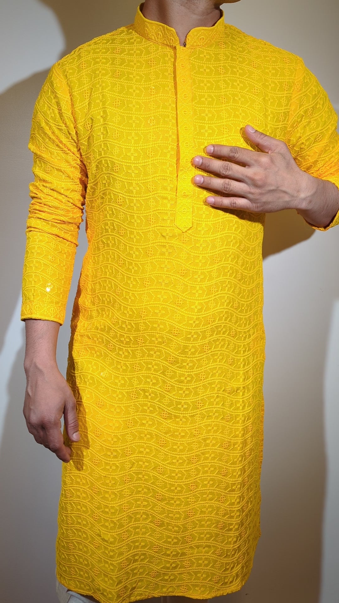 Yellow Chikankari Kurta