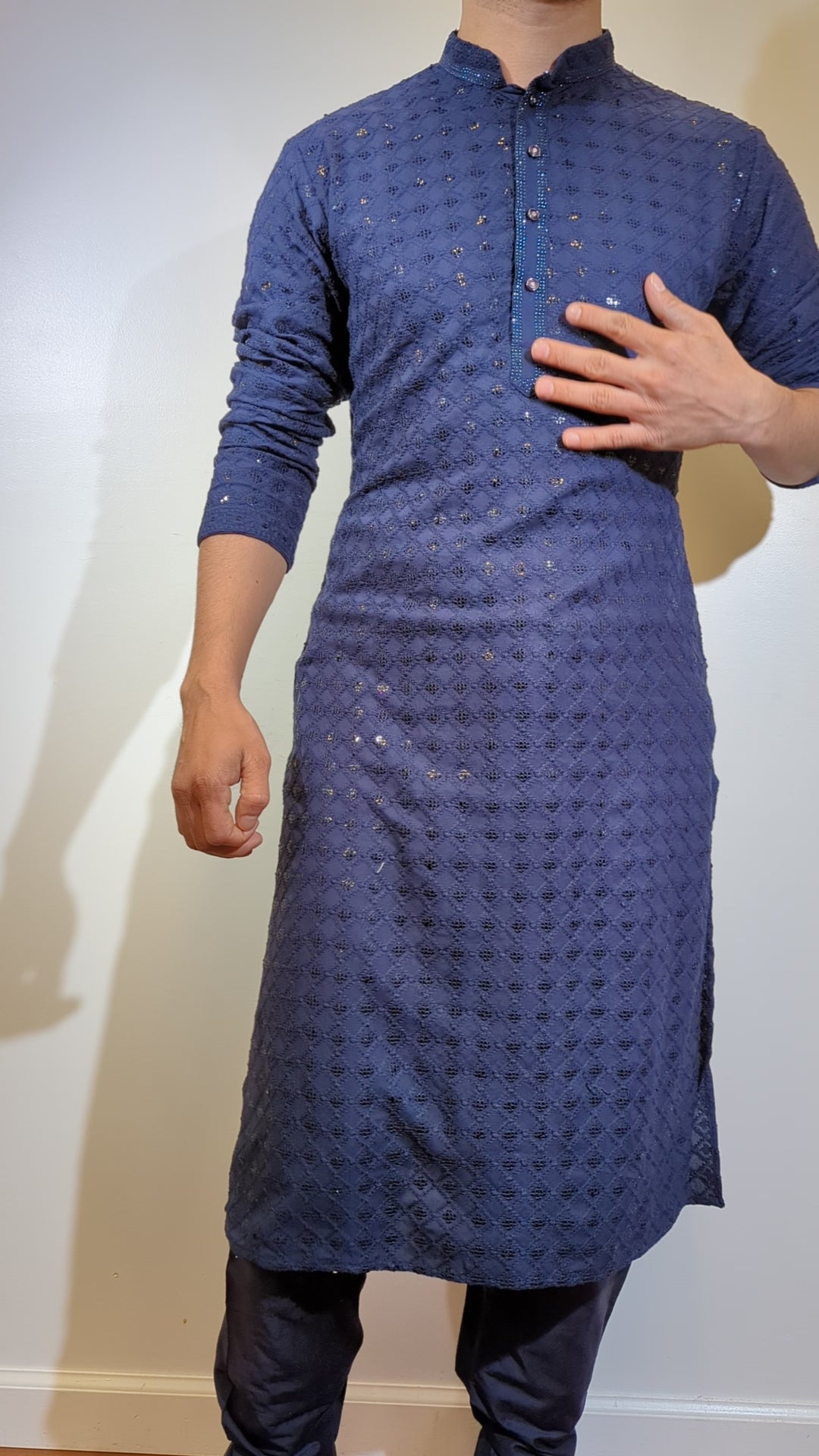 Navy Blue Chikan Kurta