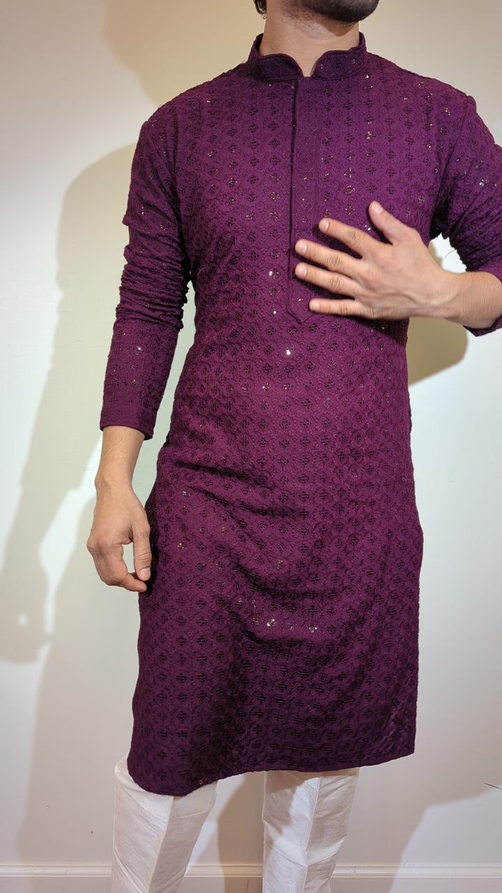 Dark Purple Chikan Kurta
