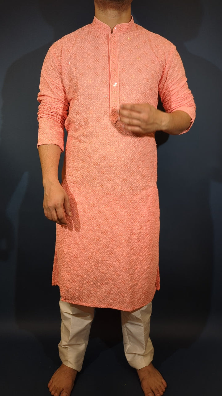 Light Peach Sequin Kurta