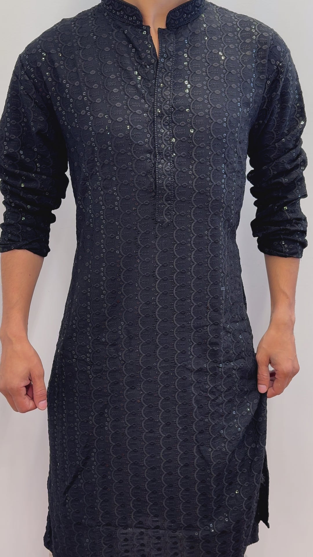 Black Kurta Curves Pattern