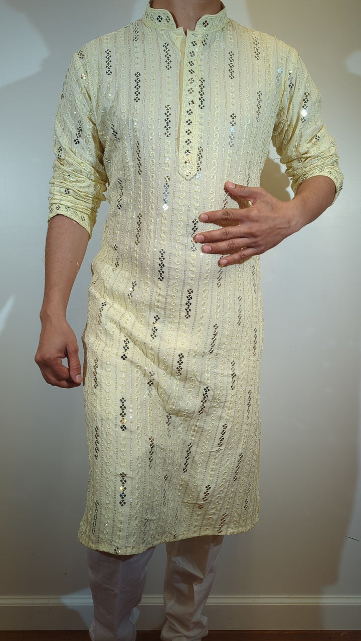 Mint Yellow Fancy Kurta