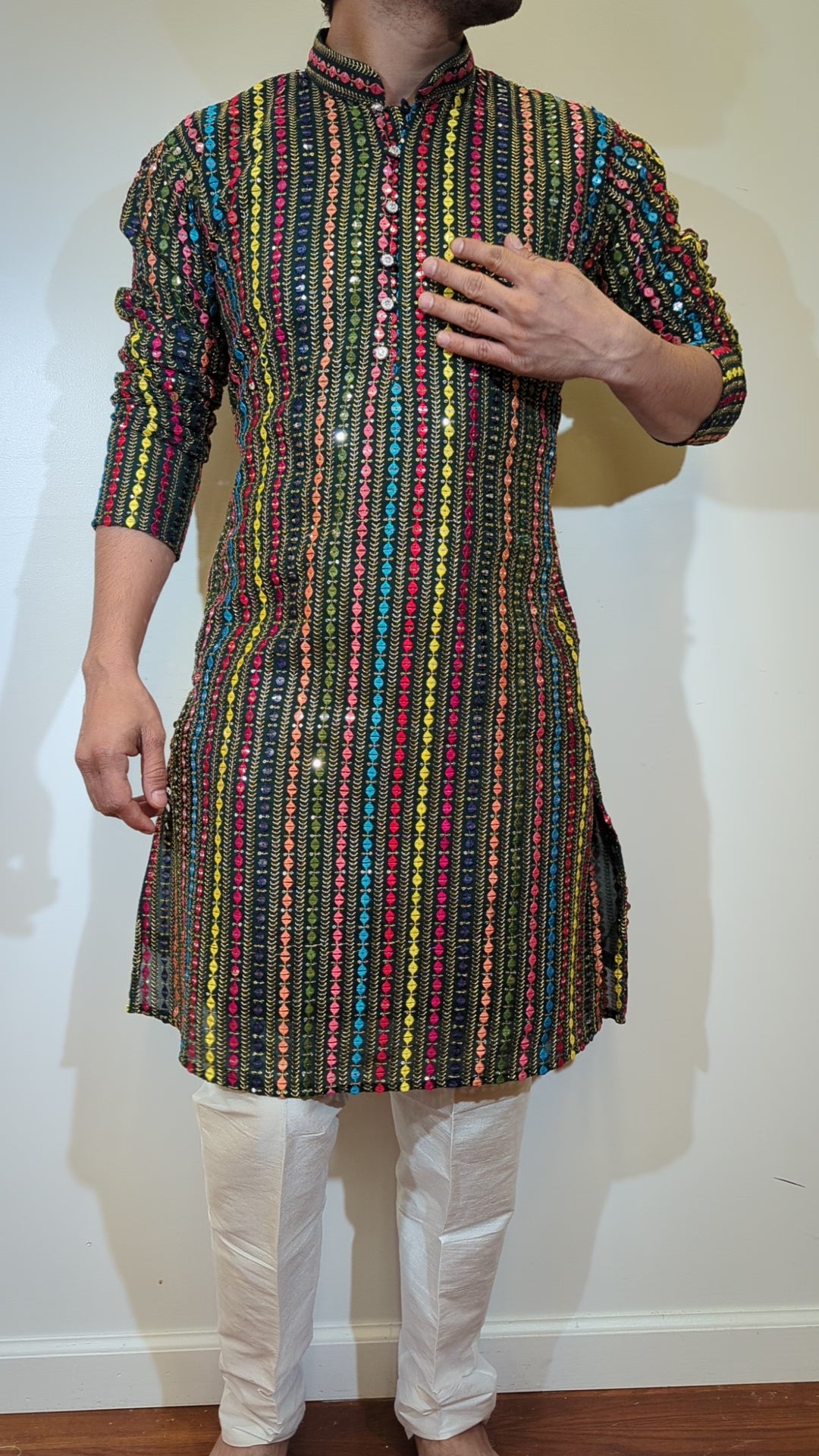 Green With Multicolor Kurta