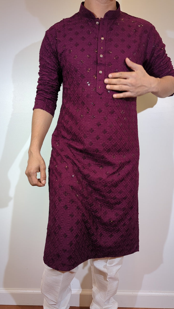 Dark Purple Chikan Kurta