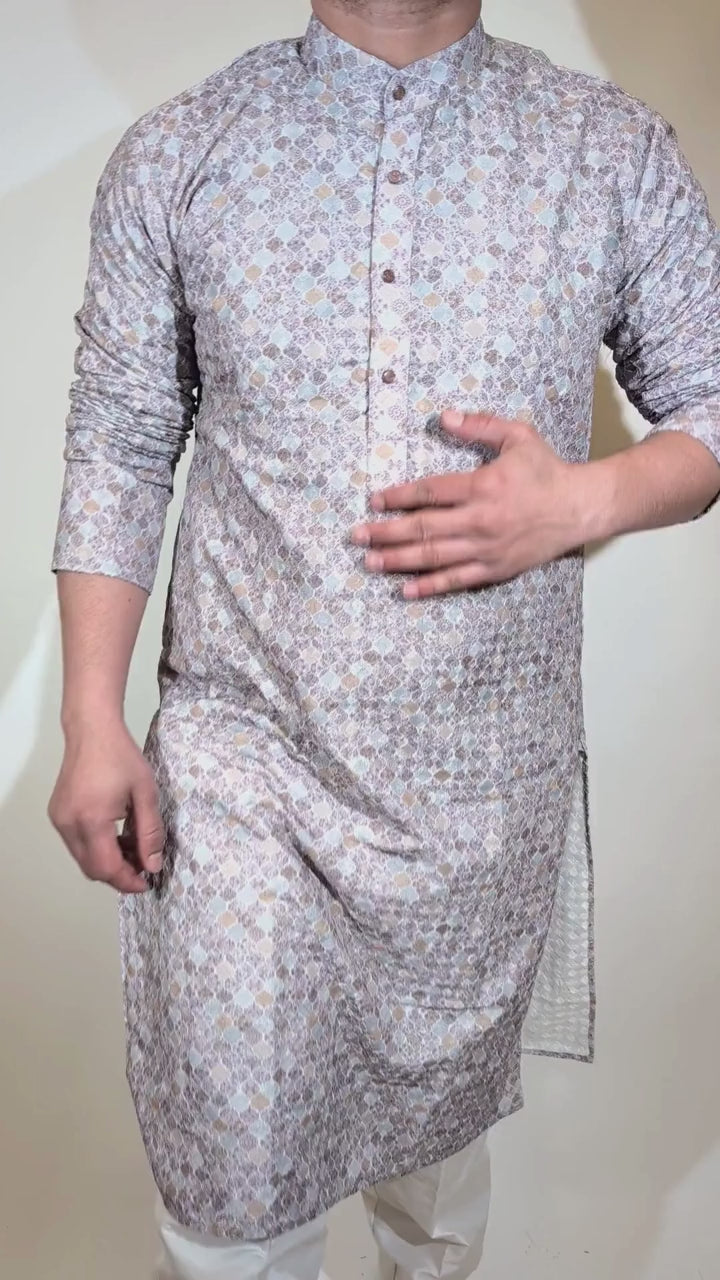 Multi-Color Navy Sequence Kurta