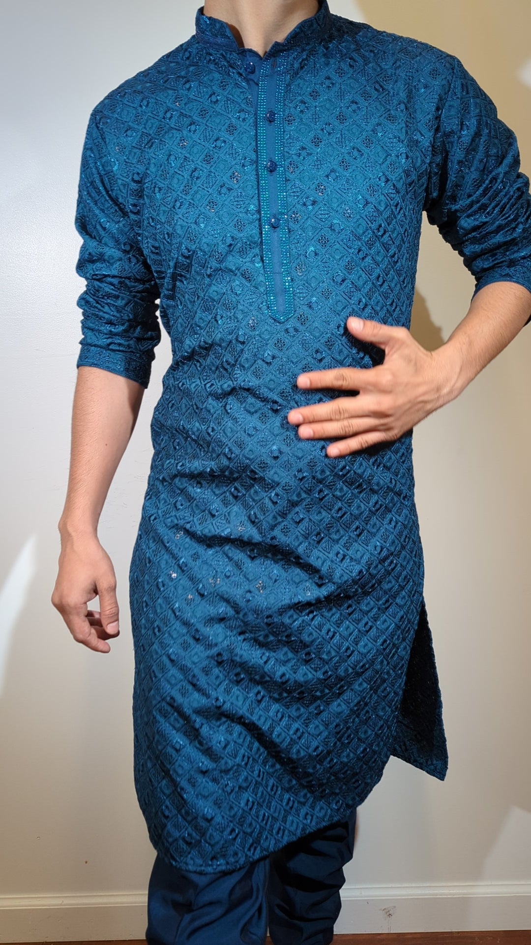 Dark Blue Chikan Kurta