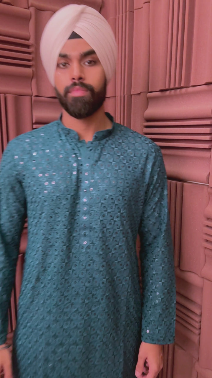 Teal Sequence Kurta