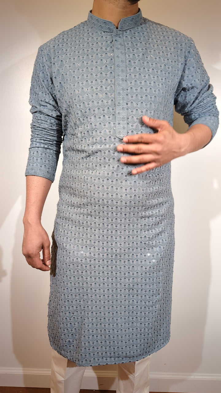 Gray Chikankari Kurta