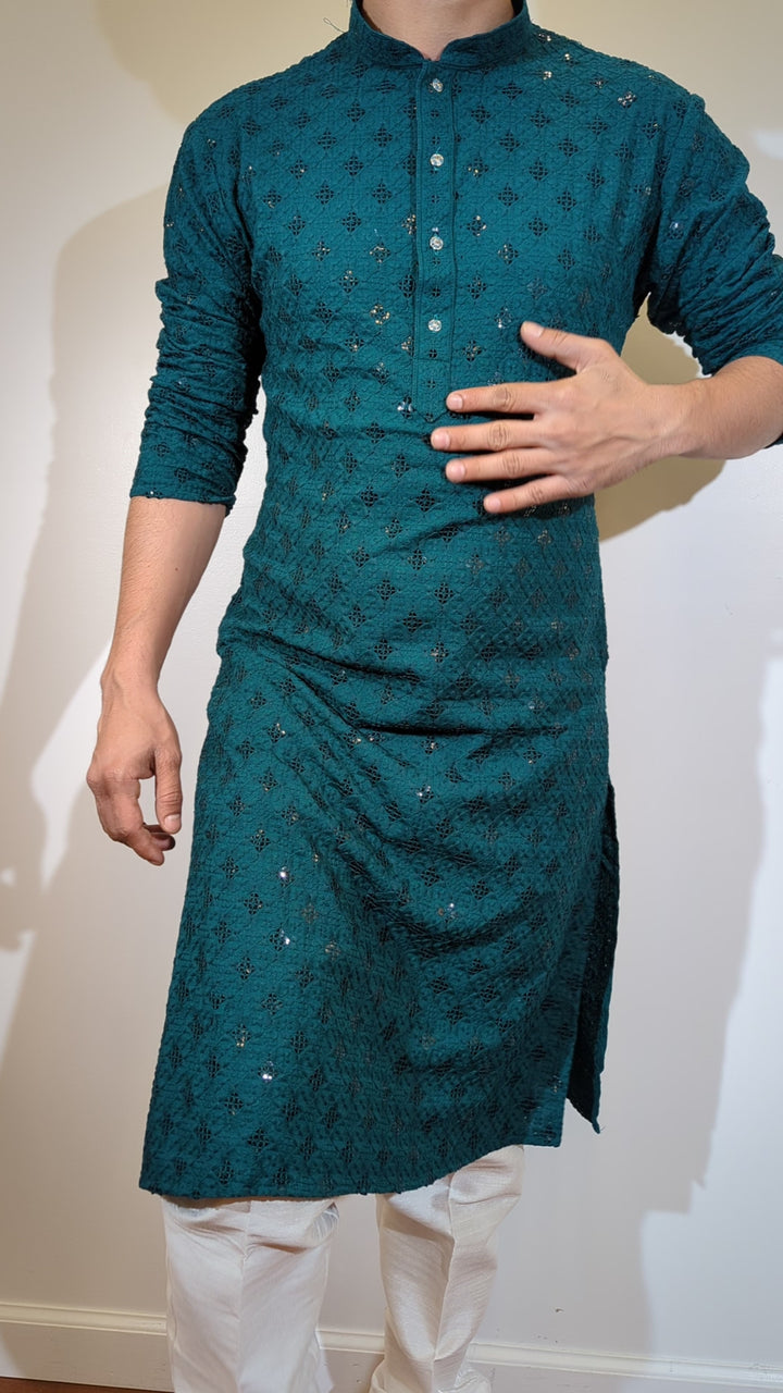 Dark Green Chikan Kurta